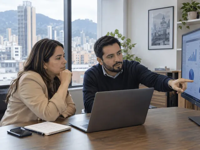 Dos personas revisando un informe durante una asesoría tecnológica. Escena ilustrativa.